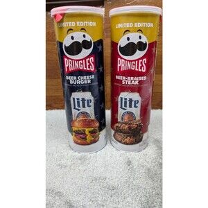 Pringles Beer Cheese Burger & Beer‑Braised Steak Limited Edition Miller Lite